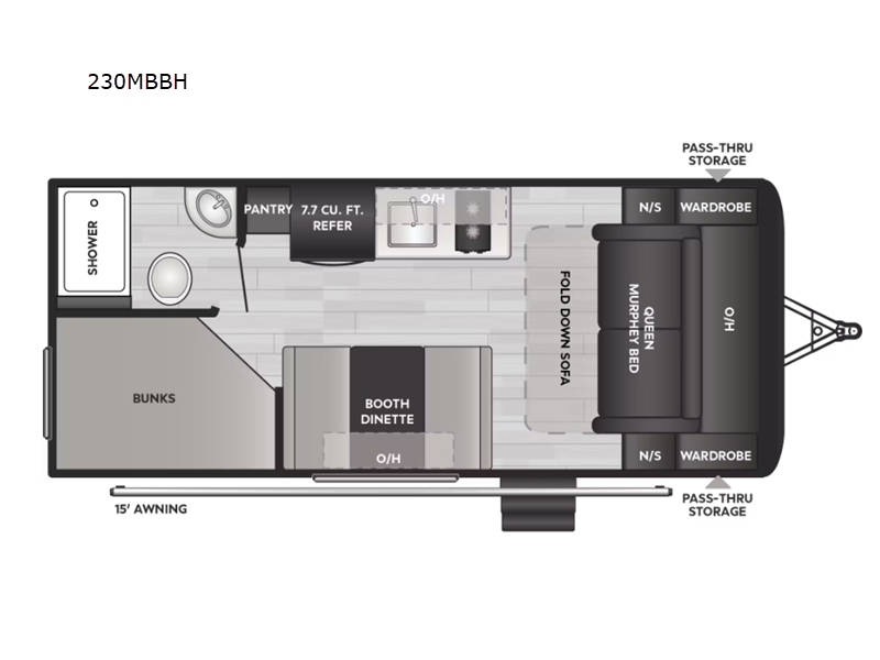 2025 Keystone Hideout Sport Double Axle 230MBBH floorplan